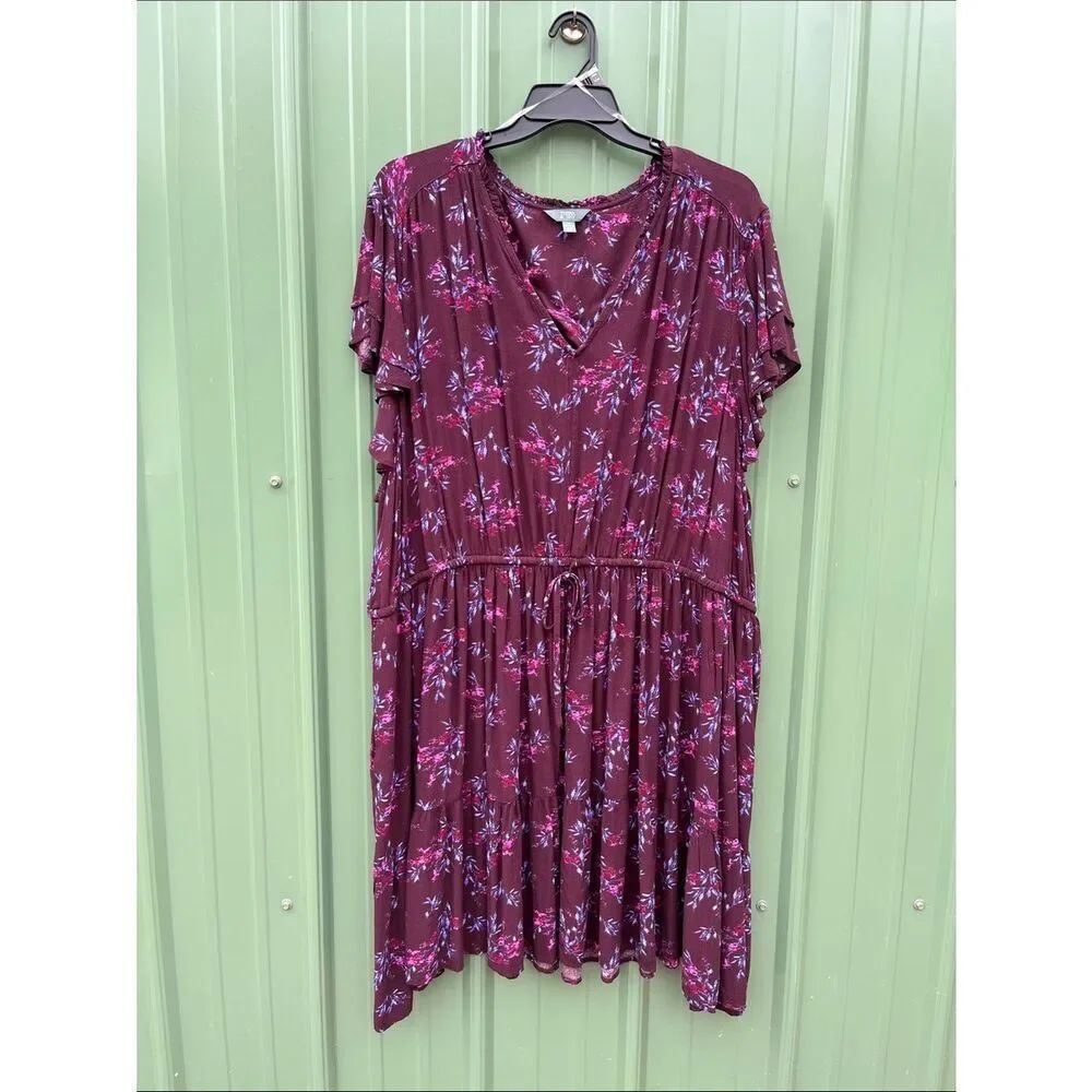 Women's Plus Mini Dress With Flutter Sleeves Size 4X